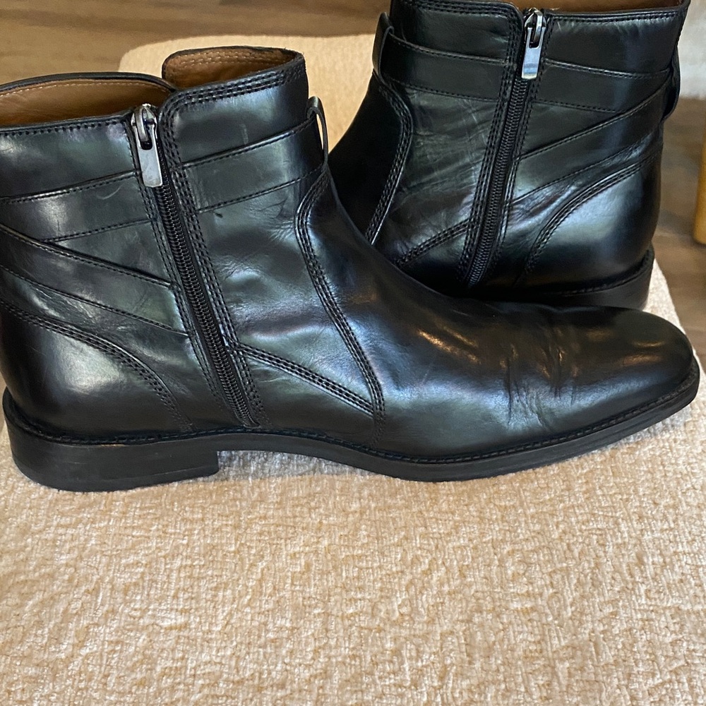 Johnston & Murphy Black Leather  Boots with Side Buckle size 12M - Picture 6 of 8